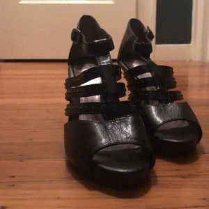 Black, Strappy, Peep Toe Heels